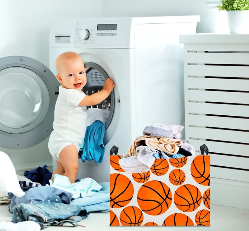 CLOCOR Rectangular Basketball Print Storage Basket Empty,Gift Basket,Books Box,Room Decor(Basketball) - Image 3